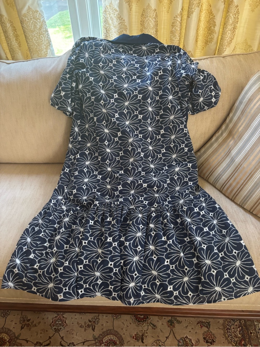 Navy Floral Drop-Waist Women’s Dress